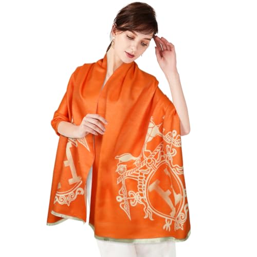 EXTREE Scarfs for Women Pashmina Silky Shawl Wrap for Evening Dressing Blanket Open Front Poncho Cape Abm-orange