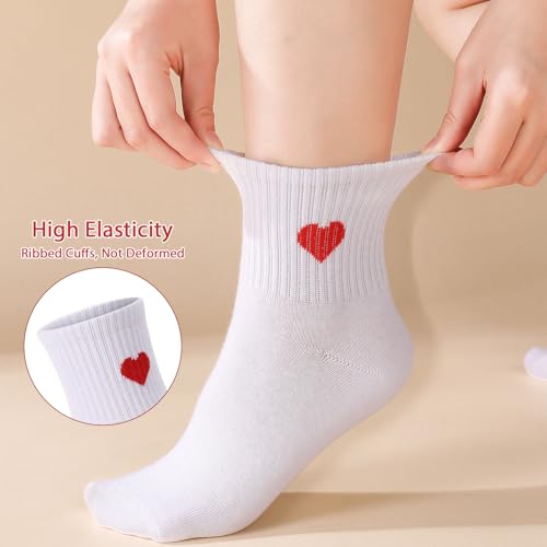 Image of Jspupifip Women's Cute Ankle Crew Socks, 5 /6 Pairs Novelty Fun Heart Casual Calf Sock, Cotton Athletic Running Socks 5.5-8.5