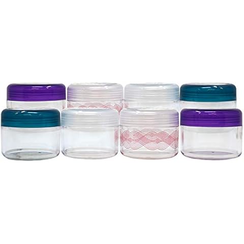 Handy Solutions Good To Go Cosmetic, Lotion, and Face Cream Jars with Leak Shield - 2 Ounce Plastic Bottles - Assorted (Pack of 8) Cover