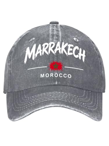 Morocco Vintage Washed Cotton Baseball Cap for Men Women, Adjustable Dad Hat, Soft Breathable Casual Outdoor Sun Hat Gift Gray