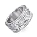 Produktbild GAOFG Diamond Ring Gypsophila Rotierbarer mit Full Diamond, Anti-Angst-Stressabbau Viel Glück Kristallringe Schmuck Accessoires für Männer Frauen Liebhaber Geschenke,Silber,11