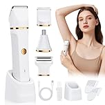 Lady Shavers for Women 3-in-1,Bikini Trimmer Woman IPX7 Waterproof,Nose Trimmer Rechargeable,Pubic Hair Trimmer for Women Wet and Dry,Painless Electric Foil Shaver for Body,Arms Legs Underarms, White