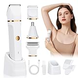 Lady Shavers for Women 3-in-1,Bikini Trimmer Woman IPX7 Waterproof,Nose Trimmer Rechargeable,Pubic Hair Trimmer for Women Wet and Dry,Painless Electric Foil Shaver for Body,Arms Legs Underarms