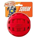Nerf Dog Checker Squeak Rubber Ball Dog Toy, Medium/Large, Red