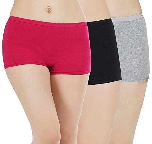 louryn koulyn Women Boy Shorts Underwear for Women High Waisted Cotton Panties Stretch Briefs 3 Pack-picture-47
