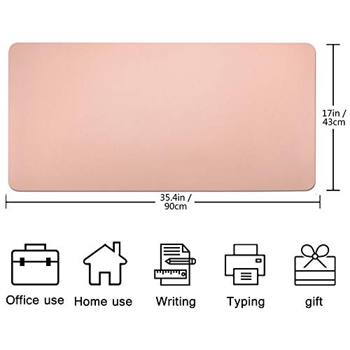 Desk Pad Protector Office Desk Mat, Bubm Waterproof Pu Leather Desk Writing Mat Laptop Large Mouse Pad Desk Blotters Desk Decor For Office Home, 35.4" X 17" Pink #TOP1