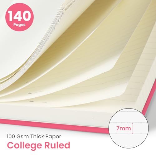 Image of Taja Lined Spiral Journal Notebook for Women & Men, 140 Pages, College Ruled Hardcover Notebook for Work & Note Taking, Journals for Writing, A5(5.7 inch x 7.9 inch) - Peach Pink