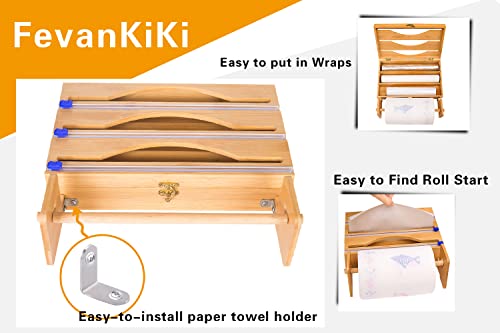 Fevankiki Hangable Foil And Plastic Wrap Organizer With Cutter,4In1 Plastic Wrap,Aluminum Foil,Wax Paper,Parchment Dispenser And Paper Towel Wall-Mount Roll Holder For Kitchen Drawer And Wall Storage #TOP2