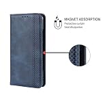 DEDUX Etui z klapką kompatybilne z Motorola Moto G8 Plus, retro skórzane etui na portfel, zamknięcie magnetyczne, stojak, przegródki na karty, etui na telefon komórkowy, niebieskie