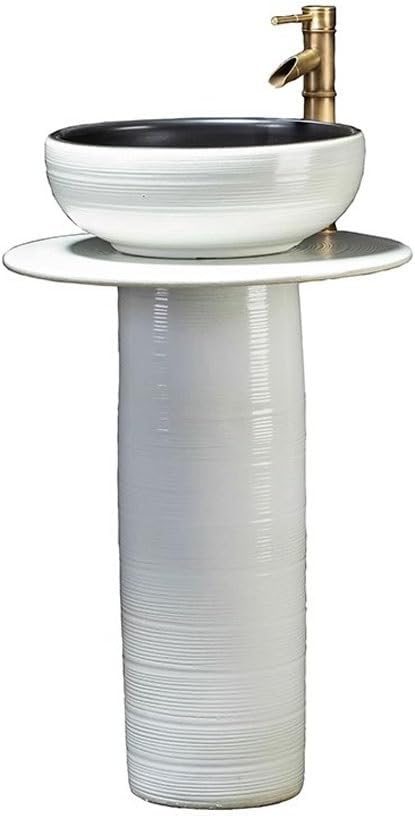 Pedestal Sinks Home Bathroom Ceramic Column Washbasin Outdoor Courtyard Floor-Standing Sink (A)
