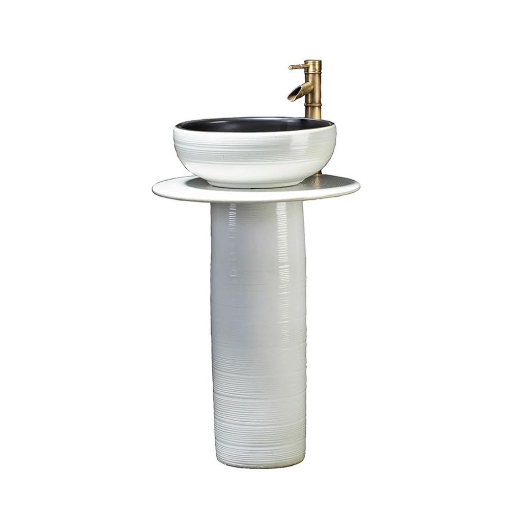 AYCDL Pedestal Sink Home Bathroom Ceramic Column Washbasin Outdoor Courtyard Floor-Standing Washbasin Bathroom Pedestal Sink