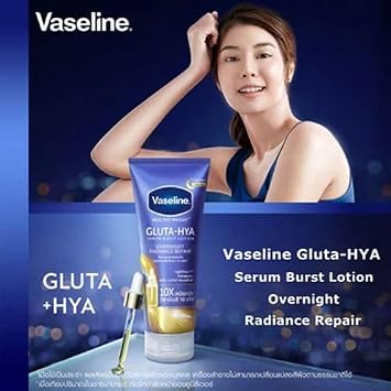 Vaseline Gluta-Hya Dewy Radiance and Overnight Radiance Repair Serum Burst Body Lotion, 300ml, Pack of 2