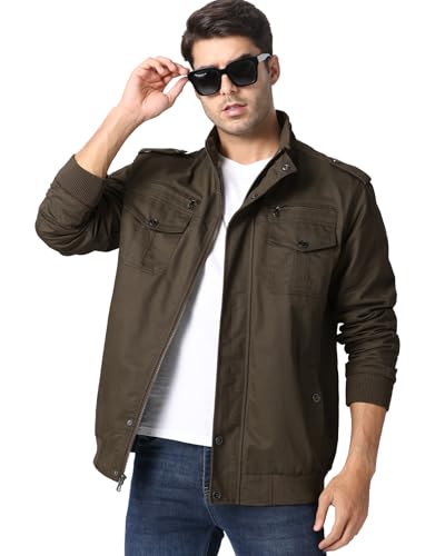 KEFITEVD Mens Warm Fleece Cargo Jacket Winter Military Bomber Jackets Windproof Work Coat with Multi Pockets