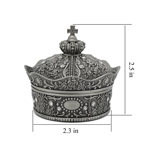 Naimo Vintage Antique Crown Jewelry Box With Rose Sculpture Metal Retro Trinket Storage Organizer Creative Christmas Brithday Gift #TOP5
