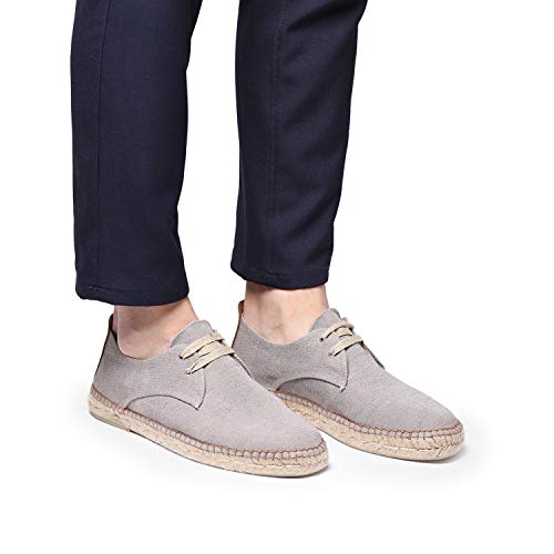 Toni Pons Dixon Men's Lace-Up Espadrilles Made of Cotton Fabric, stone, 14 US4