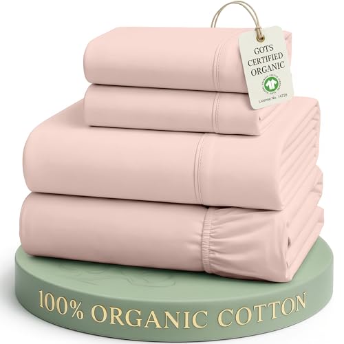 Image of LANE LINEN RV Queen Sheets Set - 100% Organic Cotton Camper Sheet Sets 15 inch Deep Pocket Fitted (Short Sepia Rose)