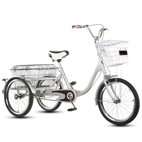 KIBONCY Triciclo para Adultos, Triciclo de 20 Pulgadas, Bicicleta de Tres Ruedas, Trike de Tres Ruedas, para Hombres Mujeres Mayores B