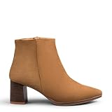  City - Botines de tacón Ancho y Punta Fina Camel, EU 37
