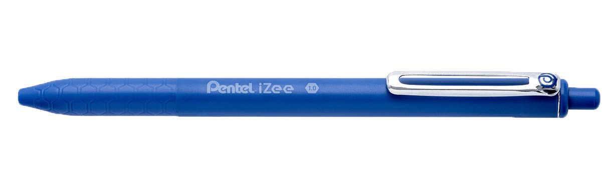 Pentel iZee BX470 Długopis chowany z tuszem o niskiej lepkości, szeroka końcówka 1 mm, opakowanie 10 długopisów czarny x 4, czerwony x 1, niebieski x 4, zielony x1