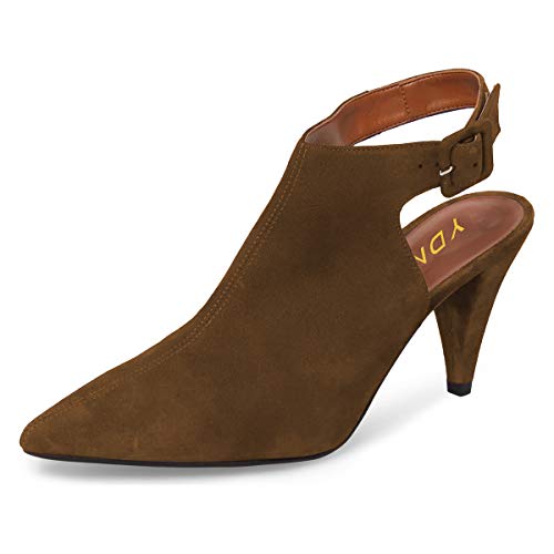 Ydn women pointed toe cone high heels slingback booties ankle str…