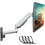 PUTORSEN Soporte de Pared para Monitor de 13 a 34 Pulgadas y TV pequeña, Brazo de Monitor de Pared Individual con Resorte de Gas Ajustable en Altura, Giro Giratorio, Carga de 2.2 a 20 Libras, VESA