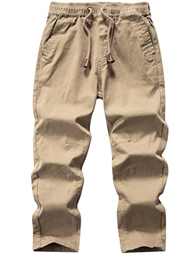 WIYOSHY Einfarbige Chinohose für Jungen mit Kordelzug und elastischer...
