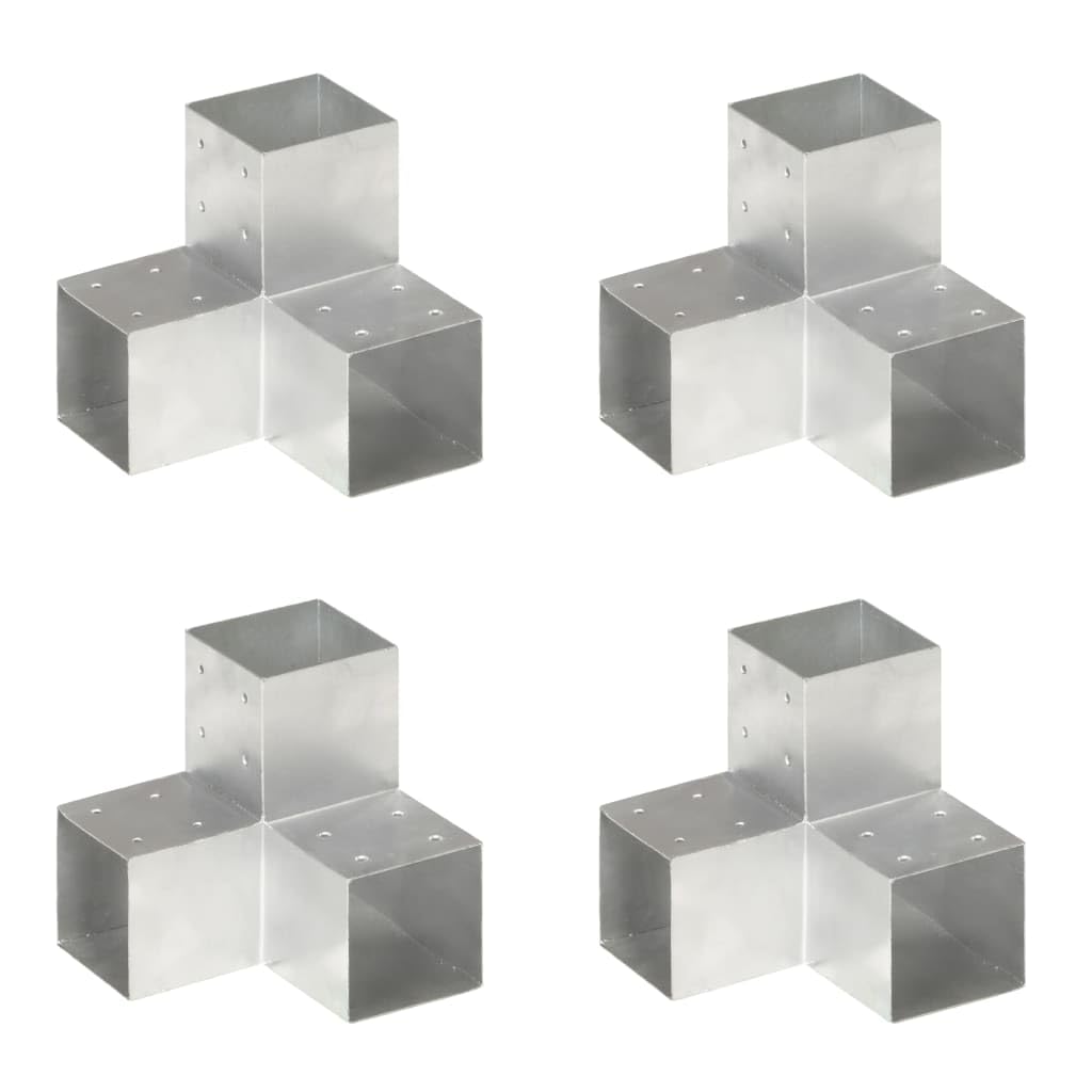 vidaXL 4x Conectores de Postes en Y Soporte Jardín Patio al Aire Libre Estacas Exterior Valla Cerca Separador Metal Galvanizado 101x101mm