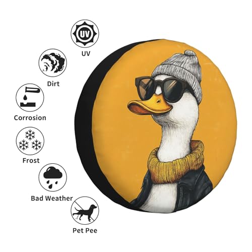 Image of Funny Duck Spare Tire Cover Weatherproof Universal Wheel Protectors Cute Duck Wheel Covers for Rv Camper Travel Trailer SUV Truck 16 Inch