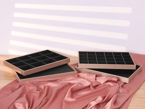 Insert de tiroir modulable pour bagues et bijoux en simili cuir noir - 6