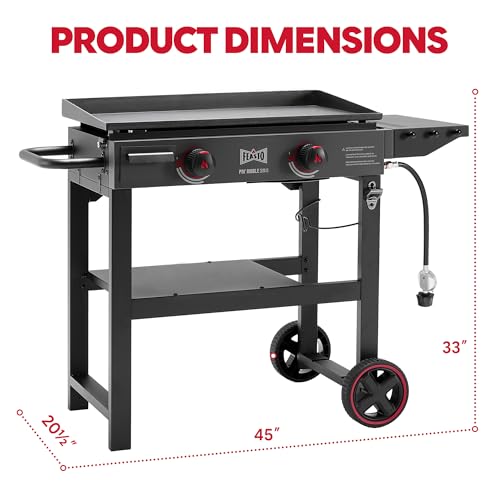 Image of FEASTO 28 inch 2-Burner Propane Gas Griddle, 30,000 BTU, 458 Sq. In., Black