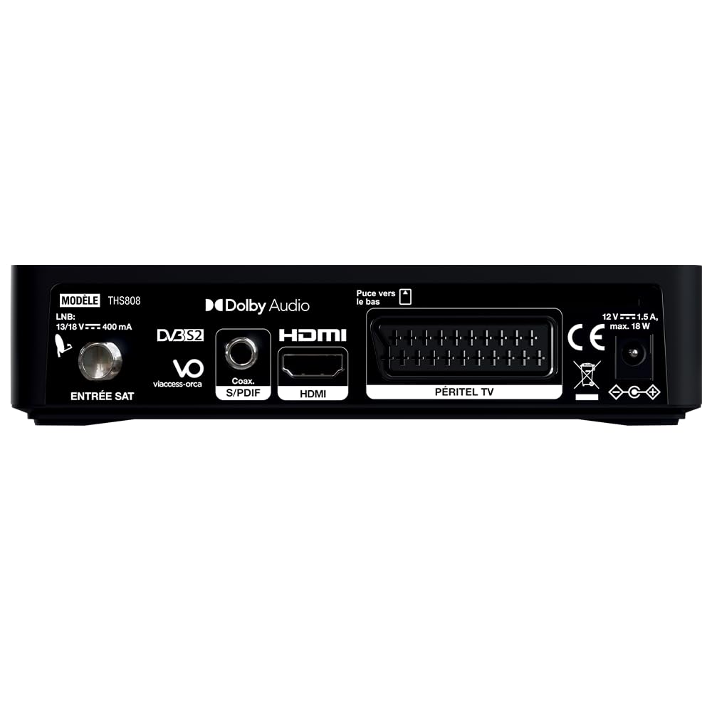 Thomson THS808 TNTSAT Terminal HD|TNT Gratuite par Satellite Astra|Carte TNTSAT valable 4 Ans|Fonction Enregistreur TV|HDMI|Spdif coaxial|Compatible 12 Volts idéal caravaning et mobilité