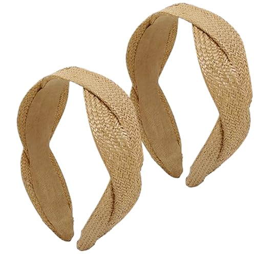 Bandeau de paille idéal pour la plage : pack de 2 accessoires de cheveux Boho d'été