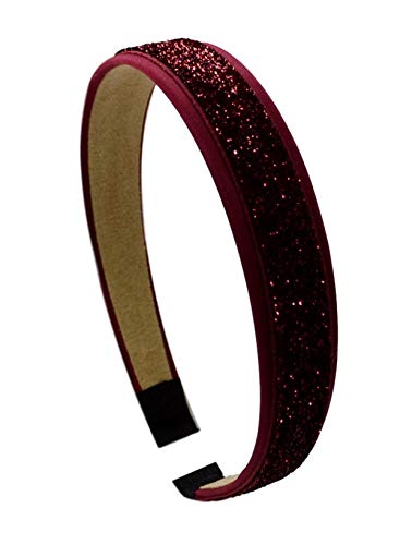 Girls Satin and Glitter Arch Headband (Maroon)