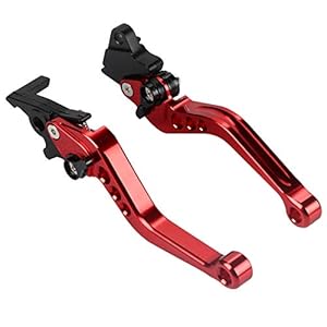 Levier de frein moto, paire de 22mm 7/8″CNC en aluminium moto poignée de levier de frein à tambour universel(rouge)