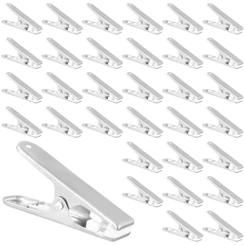 SINJEUN 70 PCS Stainless Steel Clothes Pegs 6 x 1.2 cm Silver Clothes Pegs for Clothes Towels Photos Paper
