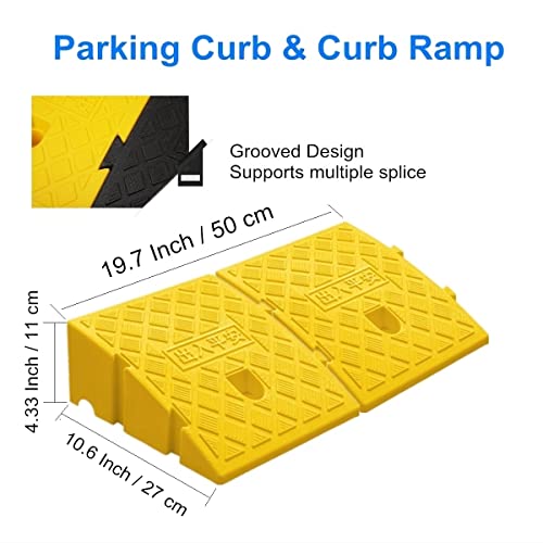 2Pack Curb Ramp With One Large Hose Hook, Portable Lightweight Heavy Duty Plastic Driveway Curb Ramps For Low Cars,Motorcycle Ramp,Curb Ramps (4.33 Inch High) #TOP1