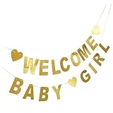 VICASKY Willkommensbanner für Babyparty Glitzernde Girlande mit Verspielten Buchstaben Hängebanner für Mädchenparty Dekobanner für Geburtstagsfeiern