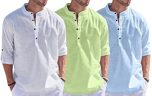 Image of Combo of Men Solid Cotton Blend Straight Kurta Shirt Pack of 3