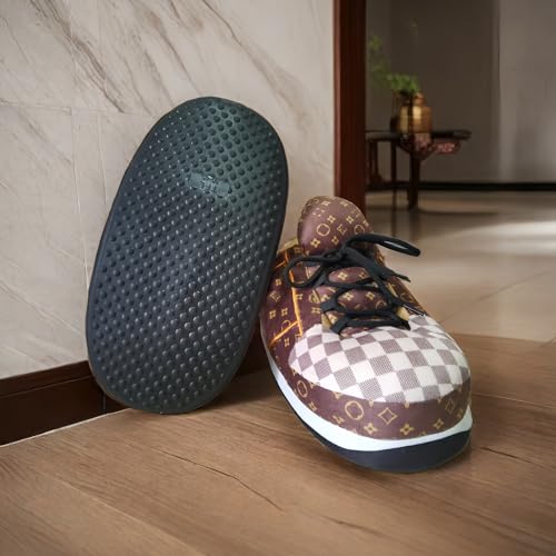 Sneaker Slippers for Women Men, Non-Slip House Plush Slippers Comfy Warm Indoor Outdoor Fluffy Shoes Unisex One-Size4