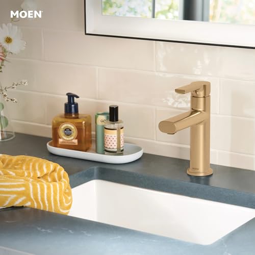 Moen Meena Bronzed Gold One-Handle Single Hole Modern Bathroom Sink Faucet with Optional Deckplate and Drain Assembly, 84794BZG by Moen - Image 2
