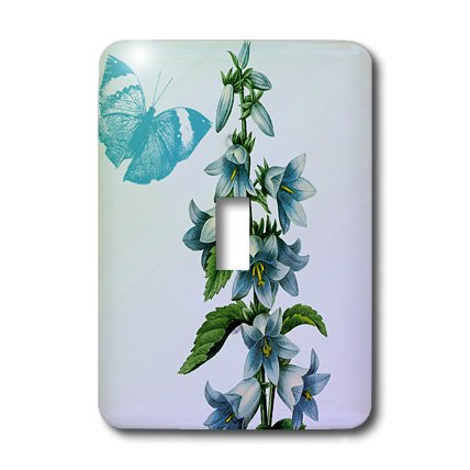 Interrupteur à bascule 3dRose LSP_99205_2 papillons fleurs bleu vintage - 4