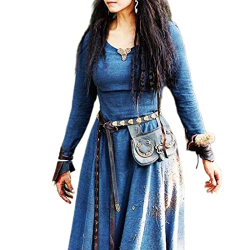 Vestido Medieval Mujer Manga Larga Maxi Túnica Vintage Hada Elfo