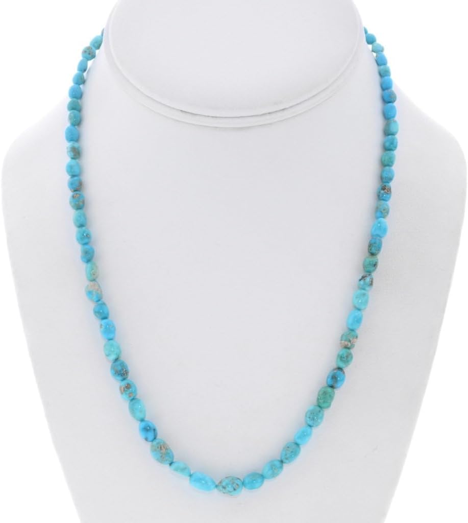 Alltribes Natural Sonoran Gold Turquoise Bead Native American Necklace Beautiful Single Strand 18" Long 0049