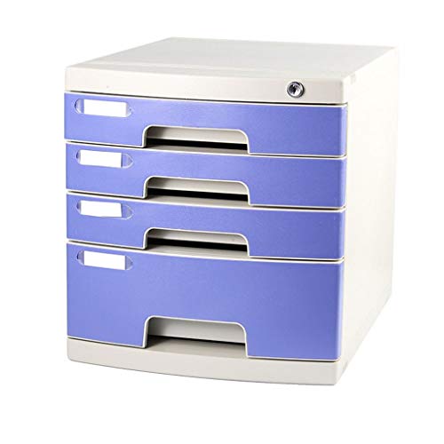 Preisvergleich Produktbild Flacher Aktenschrank Schreibtisch ablagesystem 4 Schubladen mit Schloss Desktop Office Dateispeicher Aufbewahrungsbox 29,5 X 39,4 X 32,5 cm (Color : Blue)