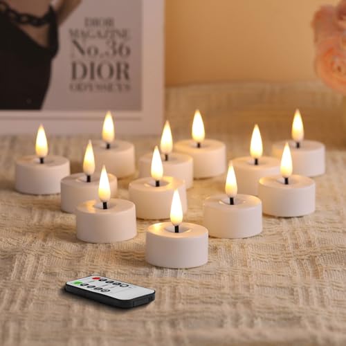 Velas LED blancas pequeñas parpadeantes con pilas y mando a distancia para decoración