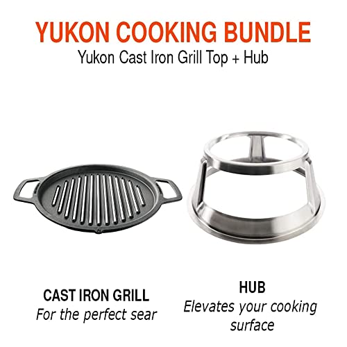 Solo Stove Yukon Grill Top and Hub | Cast Iron Cooktop with Stainless Steel Hub for 20,3 cm Elevation, Addition for Yukon Fire Pit, Weight: 9,8 kg, Diameter: 44,5 cm