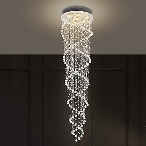 A1A9 Luxuriöser Doppelspiral-Kristallleuchter, Klare Regentropfen-LED-Deckenleuchte Cover