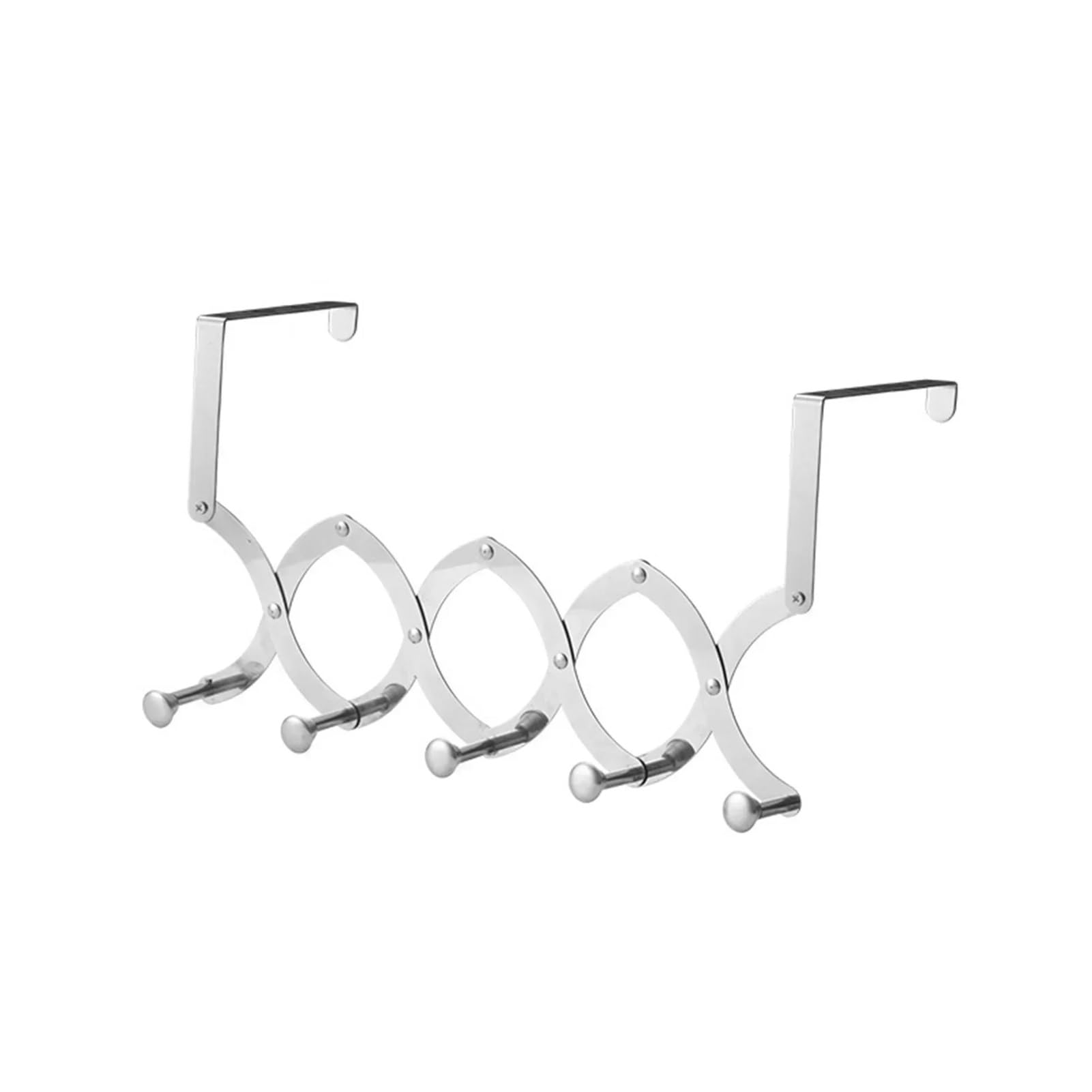 FDBTYJN Over Door Hook Retractable Hook Behind the Door,Stainless Steel Rack with 4/5/ 6 Hooks(5 Hooks,Large Hook)