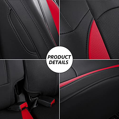 Xipoo Fit 2018-2023 Jeep Wrangler Jl Seat Covers Front And Back Pu Leather Car Seat Covers 4 Door For 2018 2019 2020 2021 2022 2023 Wrangler Jl Accessories(Black+Red, Wrangler Jl W/O Rear Cup Holder) #TOP5