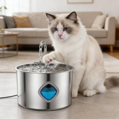 Fuente de agua automática para mascotas acero inoxidable 3.2L miniatura 2